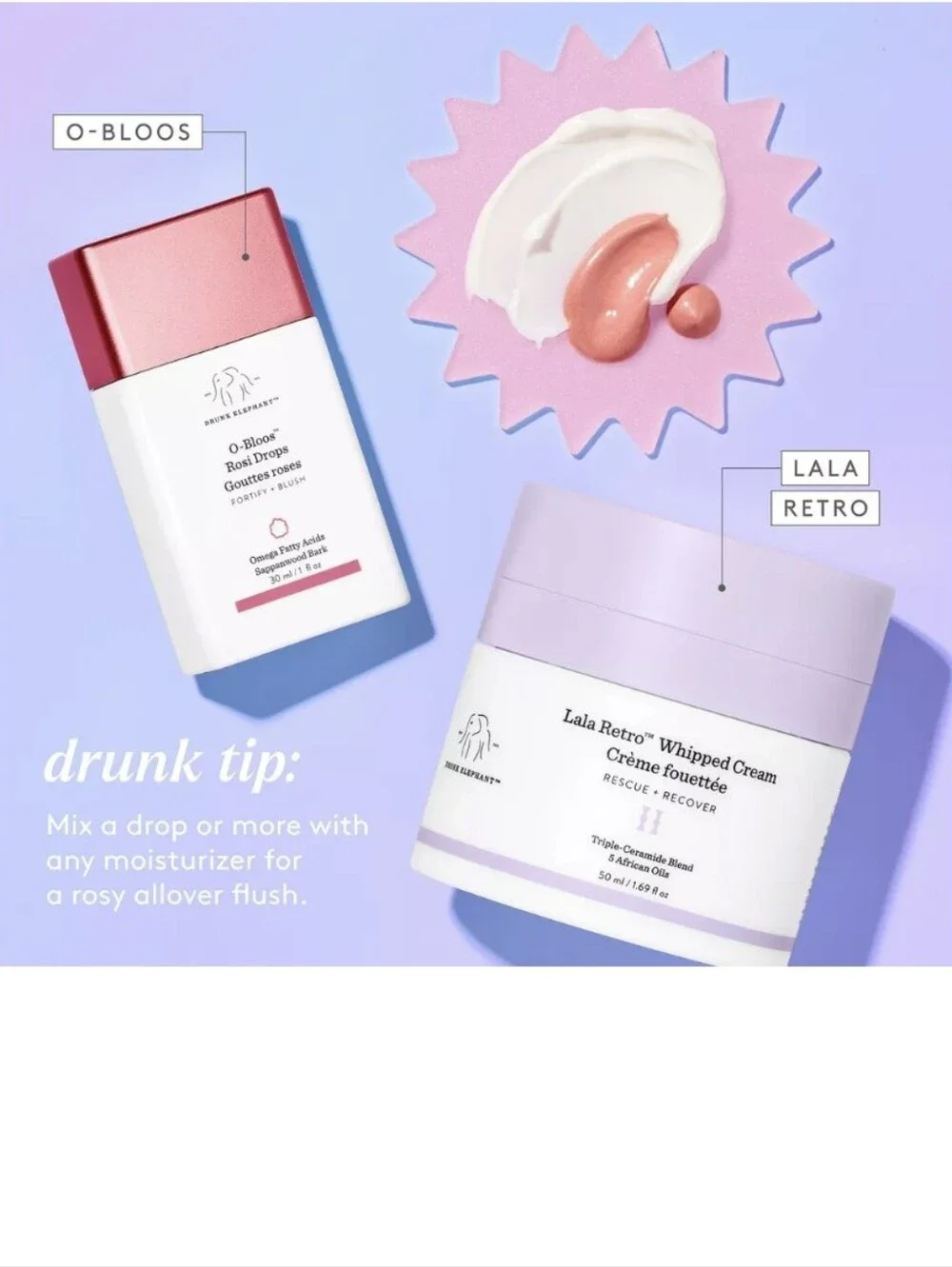 Drunk Elephant O-Bloos Rosi Drops Fortify + Blush, 30ml, NIB